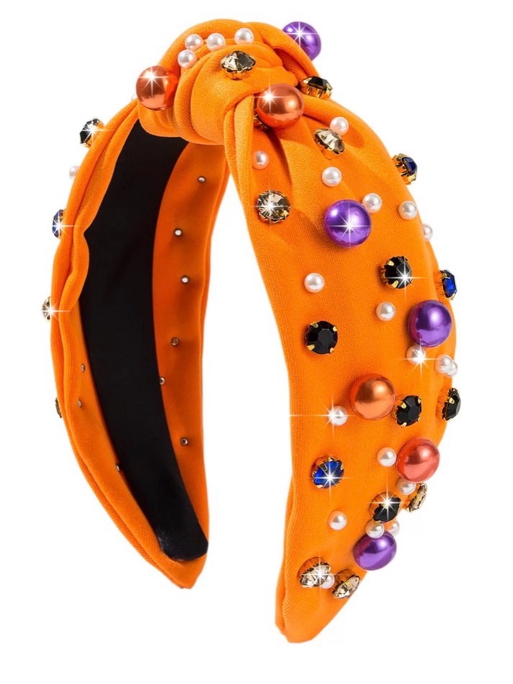 BUY NOW - Bejeweled Orange Top Knot Halloween Headband
